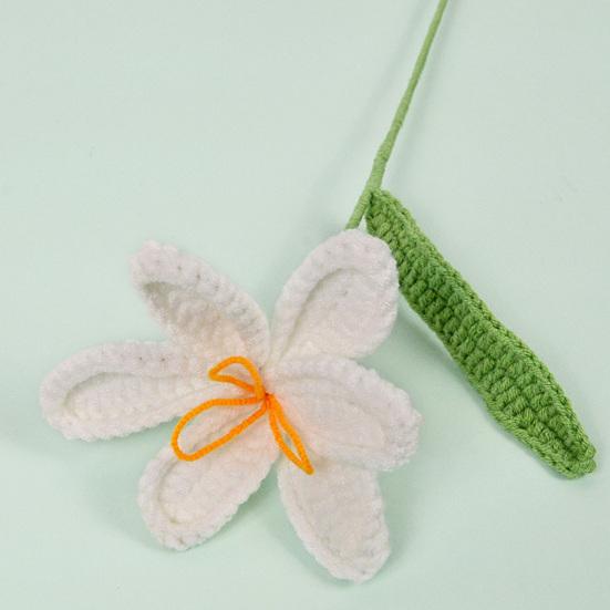 Gehäkelte Tulpe mit Stiel Blatt Handgefertigt Strickblume Ornament Garn Florale Dekoration Muttertag Geburtstag Weihnachtsgeschenk