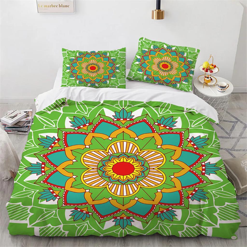 Bohemia Floral Mandala Duvet Cover Microfiber Exotic For Children Girls Women For Bedroom Decoration With Pillowcase Queen King