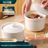 Baijie Ceramic Double Boiler Stew Bowl with Lid