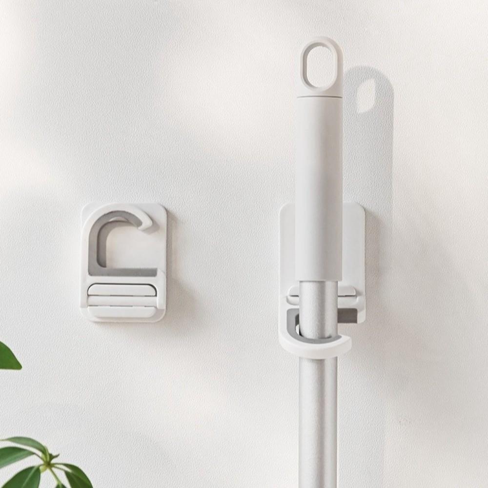 3pcs Wall Mount Mop Holder Self-Adhesive Hanger Storage Hook Utility Mop Clip  Home Organization