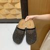 Fashion Sandals for Women's 2025 Summer New Luxury Brand Slippers Lightweight Round Head Shoes Water Diamond Flat Slides Women Sandals