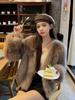 Women's 2024 Eco-friendly V-neck Fox Fur Winter Coat - Stylish, Short & Fashionable.