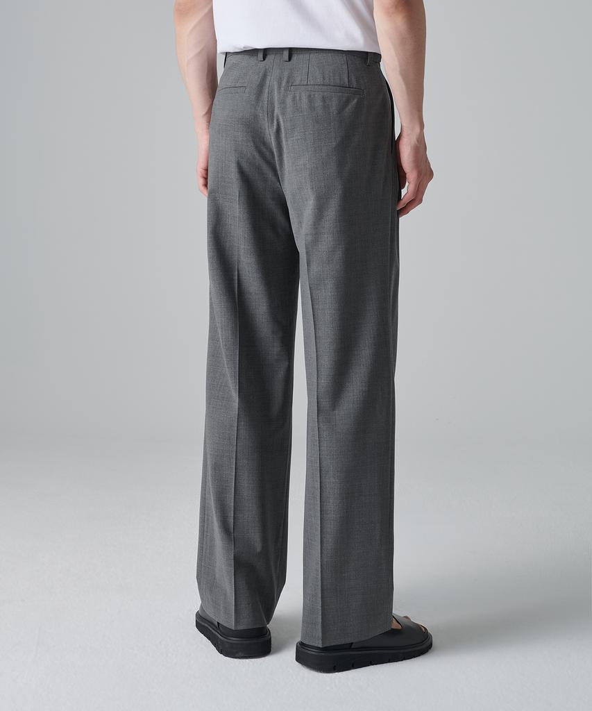 MUSINSA STANDARD Summer Wool Two-Tuck Wide Hidden Elastic Waist Slacks [Medium Gray]