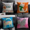 Cat Cute Cushion Cover Natural Linen Organic Fabric DoubleSided Printing Sofa Home Decor Gift Pillow Case