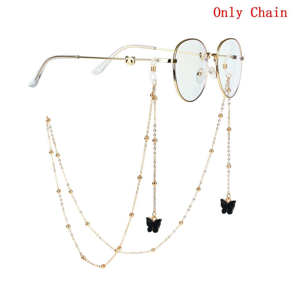 2025 Stylish Butterfly Pendant Glasses Chain with Round Beads - European & American Anti-lost Design