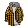 Men's Fall-Design Hooded Checkered Sweatshirt, Flannel Hoodie