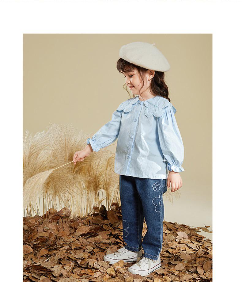 Herbst Mädchen Langarm Einfarbiges Hemd - Neuankunft für Kleinkinder