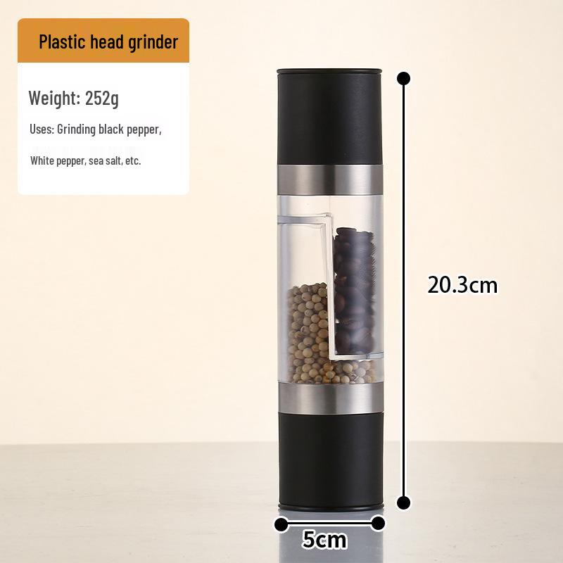 Dual Head Stainless Steel Manual Pepper Grinder: Multi-functional 2-in-1 for Pepper and Spice Grinding.