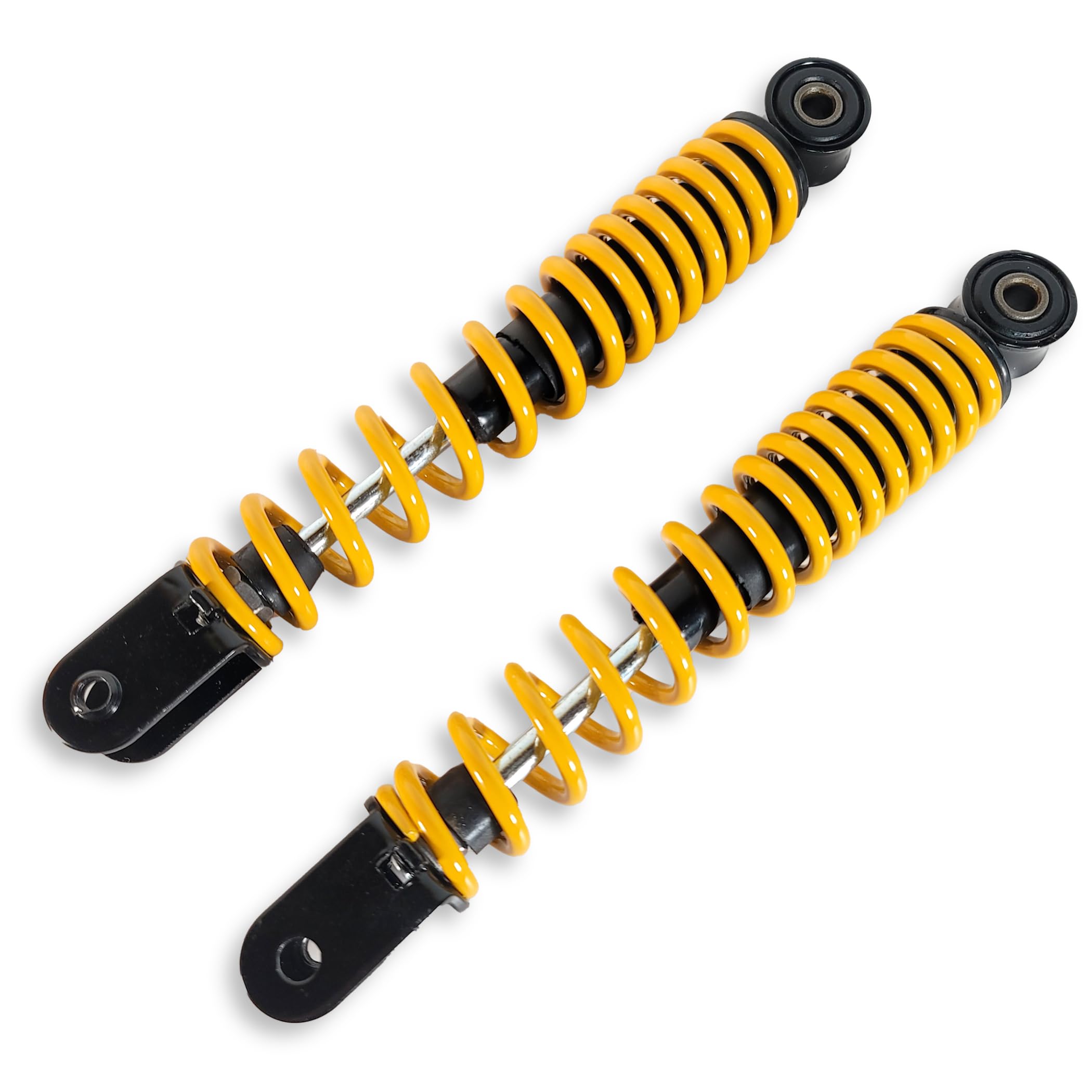 

Suzuki Address V100 Front Suspension Shocks, Black, Set of 2 (Left and Right), Plug-and-Play, Aftermarket (Two Yellow Shocks)