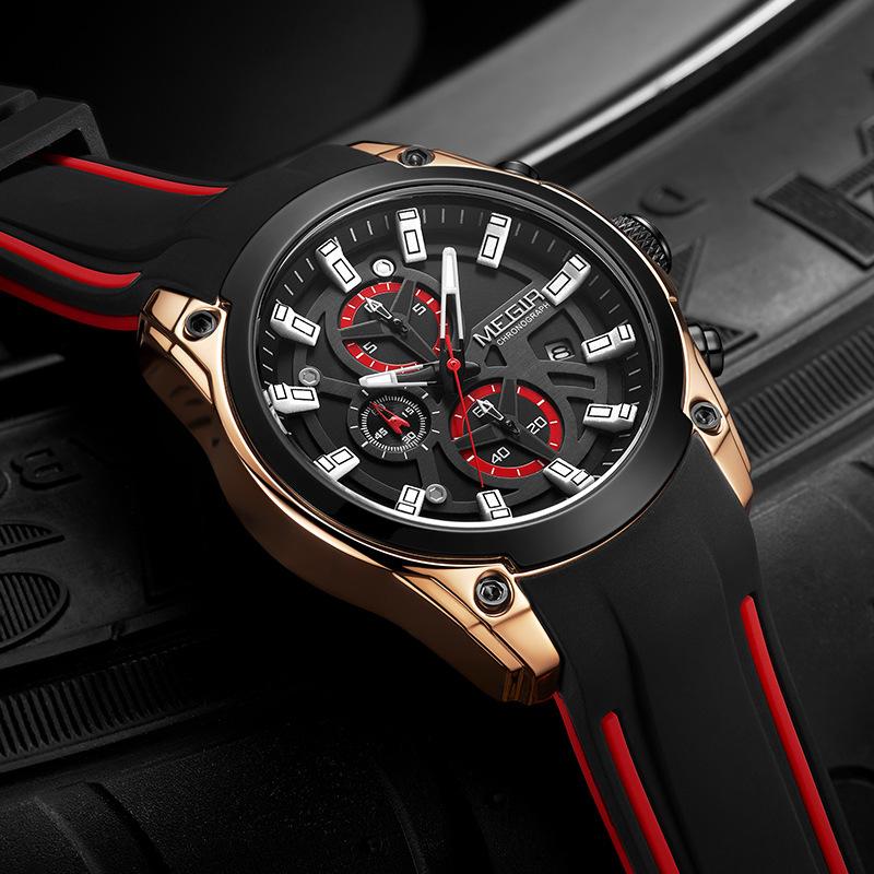 Men'S Watch, Multifunctional Timing Sports Silicone Men'S Quartz Sports Watch 2144