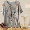 Women's Casual Loose Spring Shirt Women's Short Sleeve Flower Language Printed Tops
