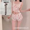 Crispy Sexy Sweet and Spicy Women's Summer Ice Silk Thin Pure Desire Suspender Shorts Two-piece Set Lace Temptation Set