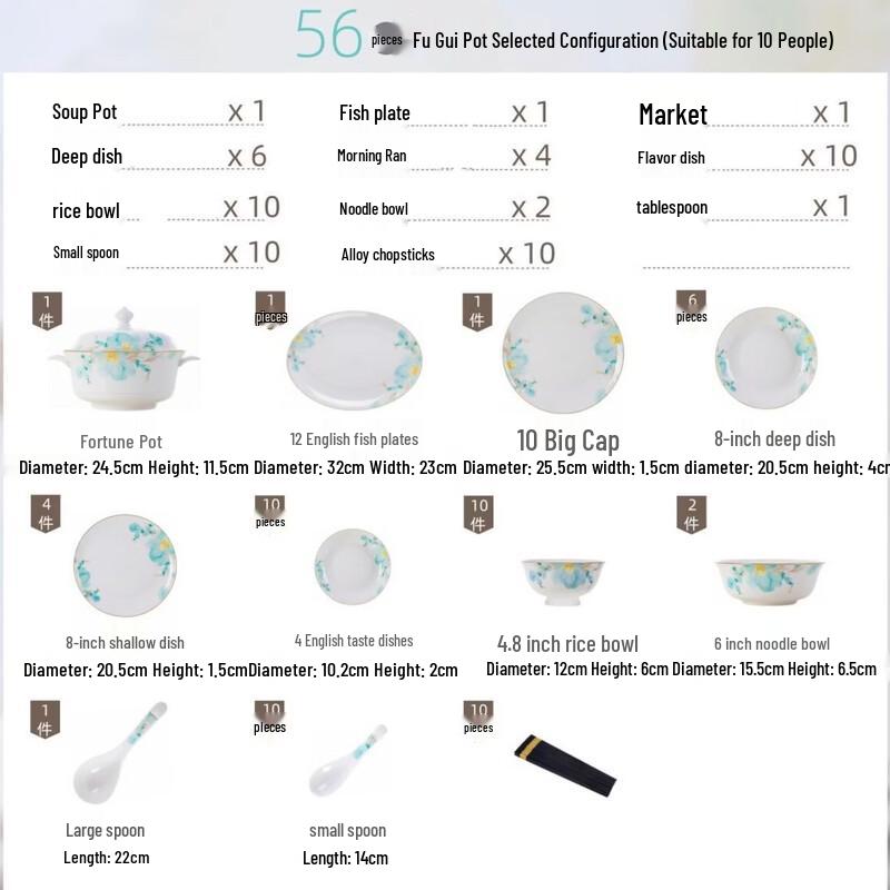 

Wutuo Bone China Dinnerware Set