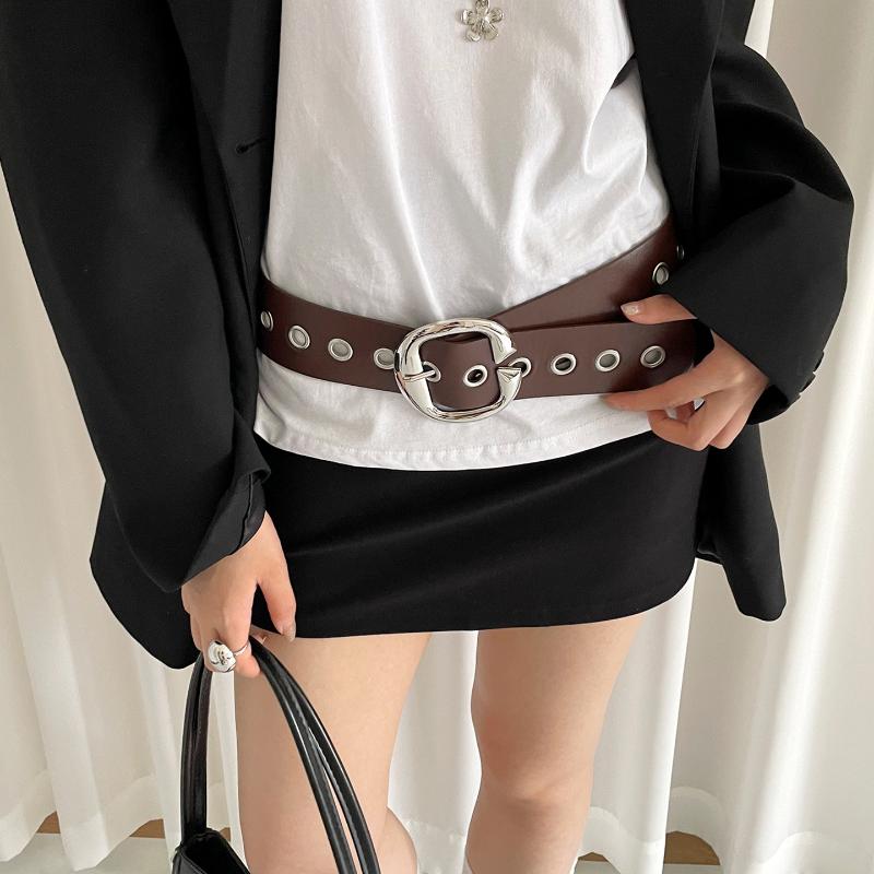 Punk Style Design Sense Wide Belt Female Y2K Personality Advanced Sense With Skirt Jeans Belt Pu Leather Belt Accessories