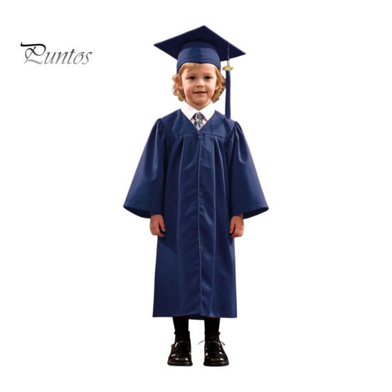 Children Kindergarten Graduation Uniform with Hat And Tassel V Neck Knee Length Long Sleeve Zipper Closure Elementary Graduation Robe Kids Graduation