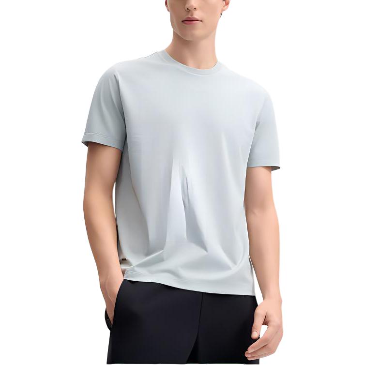 Fila White Soft Master Fashion Versatile Simple Round Neck Breathable Comfortable T-Shirt Men Tops Cloud-Gray-Green F11M513104FTQ