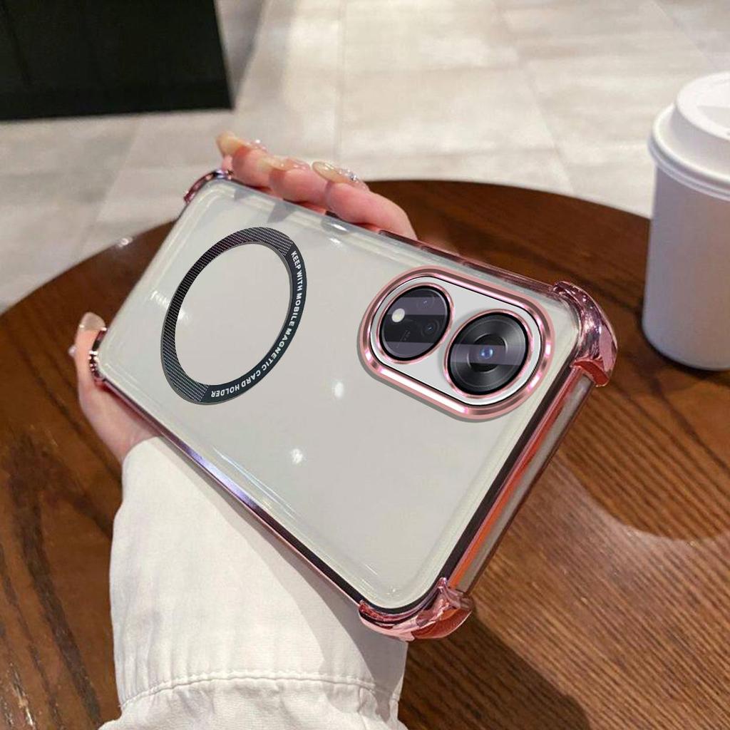 Case for OPPO Reno8 T 5G Clear Magnetic Casing Electroplated Lens Frame Phone Cover
