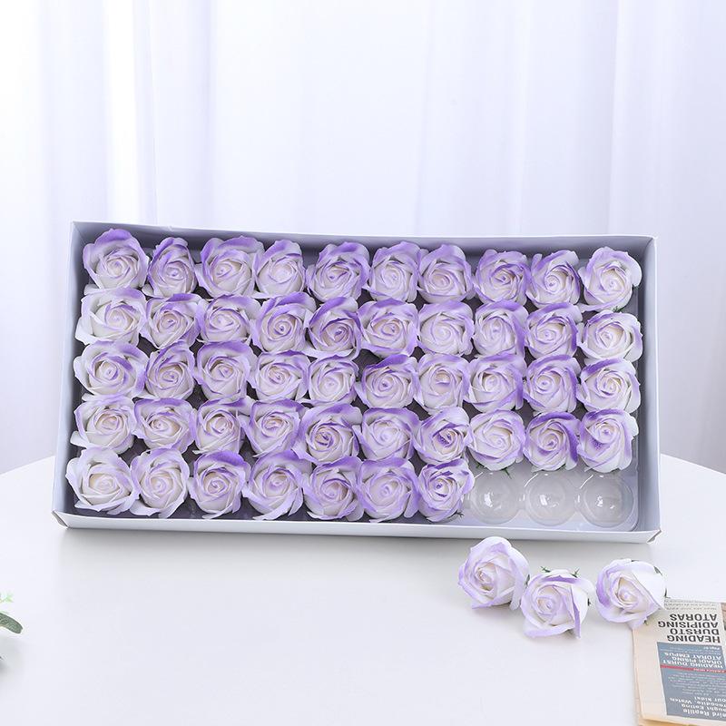 Eisblaue dreilagige Rosen-Seifenblume mit Basisstütze - DIY handgefertigte florale Materialien