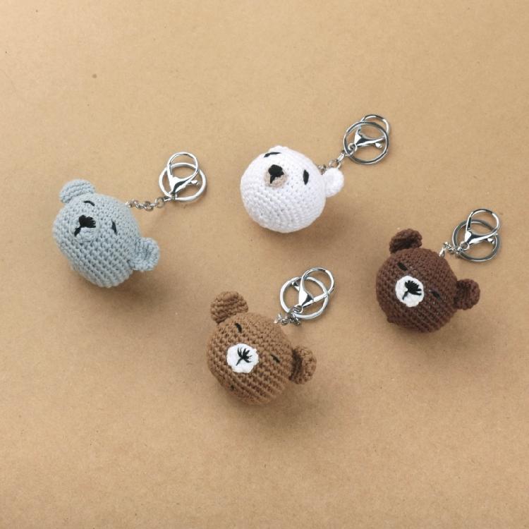 Handmade Bear Knitted Keychain Keyring Women Crocheted Wool Animal Bag Pendants