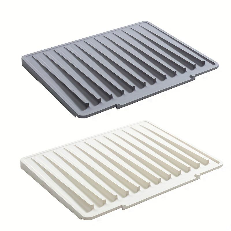 1 Silicone Sink Mat, Large Sloped Drainage Dish Drying Pad for Utensils and Plates