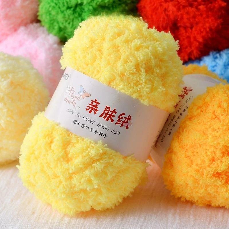 11g Velvet Yarn Plush Yarn For DIY Hand Knitting Crochet Crafts Bag Hat Doll Sweater Wool Soft Thin Colorful Coral Chenille Yarn