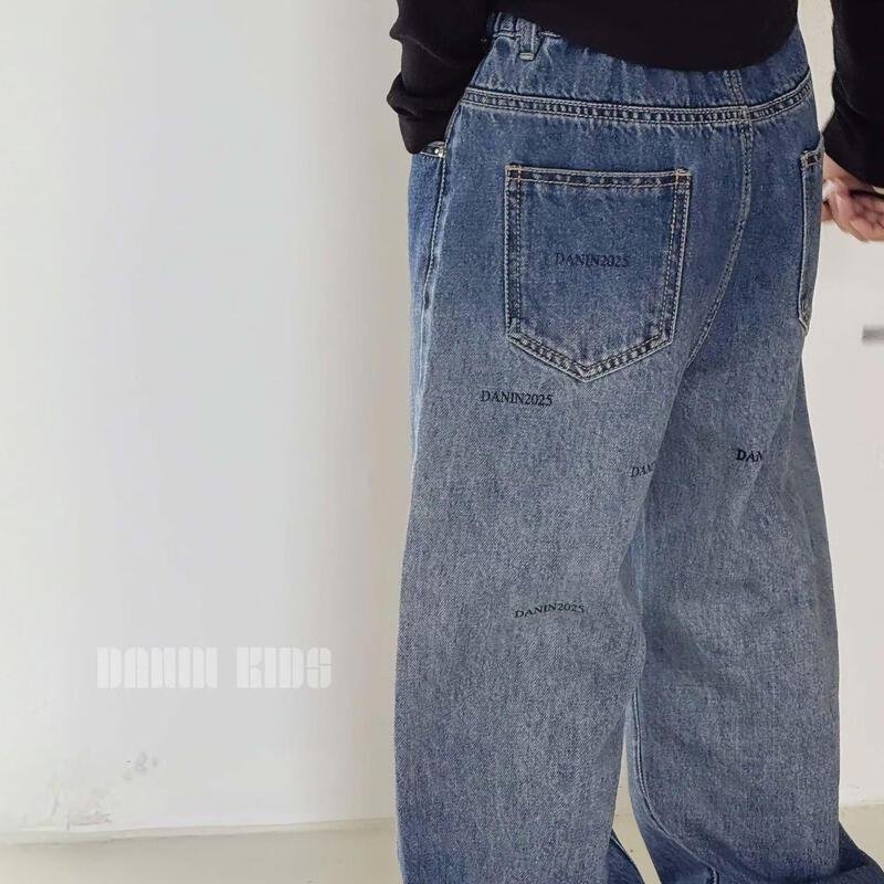 Unisex Kids  Fashion Gradient Washed Loose Straight Leg Denim Jeans 130