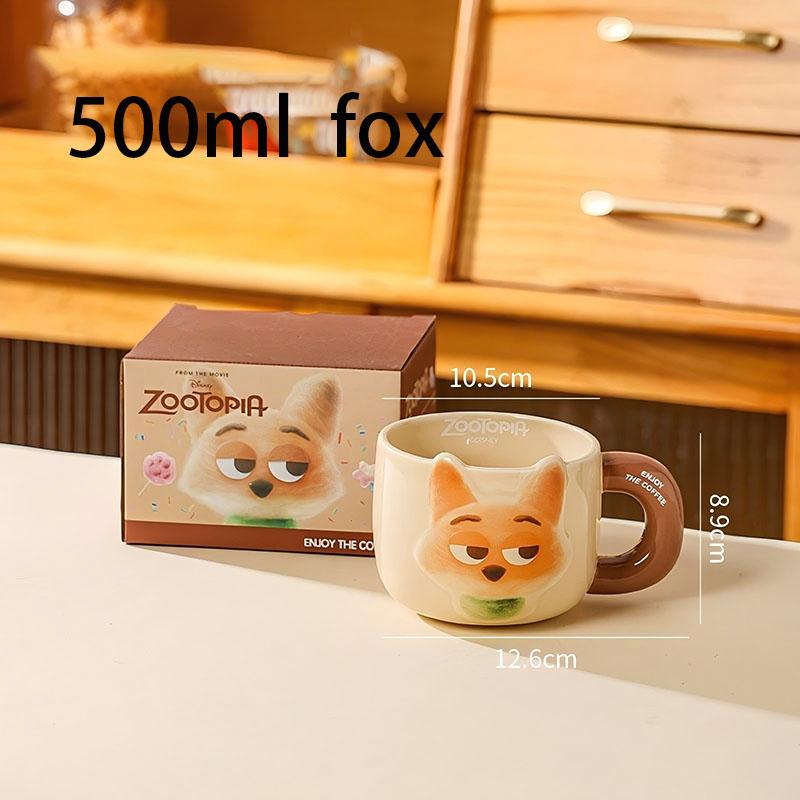 

Disney Animal Ceramic Mug Heat-resistant Coffee Breakfast Milk Oat Cup With Handle Large Capacity Relief Couple Cup Gift 500-650ml