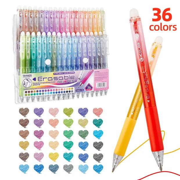 Erasable Gel Pen - Erasable student coloring pen - Retractable, retractable, push-button DIY journaling pen - Quick-drying neutral pen