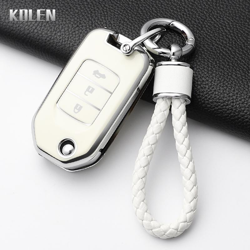 Fashion Tpu Car Folding Key Case Cover For Honda Civic Cr-V Hr-V Agreement Jade Crider Odyssey Protected Keychain Fob Shell Bag