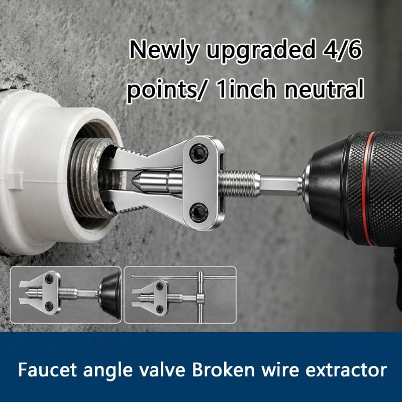 Drill-Driven Plumbing Extractors Tool with Internal Gripping Jawing for Broken Threaded Pipe and Fitting Maintenance