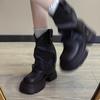 Fashion Pants boots spring 2025 new item niche design retro British style thick soled women's boots