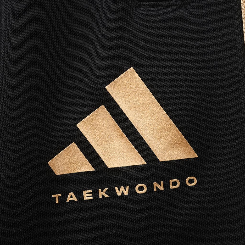 Adidas Taekwondo Round Neck Pullover Simple Short Sleeve T-Shirt Fashion Striped Long Pants Casual Sports Suit Unisex Suit ADICLTS24CTKP-WG+TR30P1T-BG