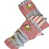 Soft Knitted Fingerless Gloves Embroidered Bird Y2k Winter Mittens Half Finger Gloves  Women
