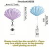 Glitter Seashell Badge Reel Retractable ID Card Badge Holder Name Tag Work Alligator Clip for Teachers Office Staff Nurses