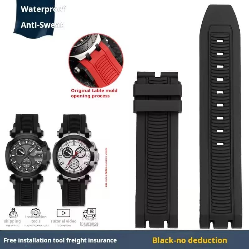 Sports Silicone Rubber For Tissot Racing T115417A Series Special Double Notch Watch Strap T115.427 Men's Watch Chain Watchband