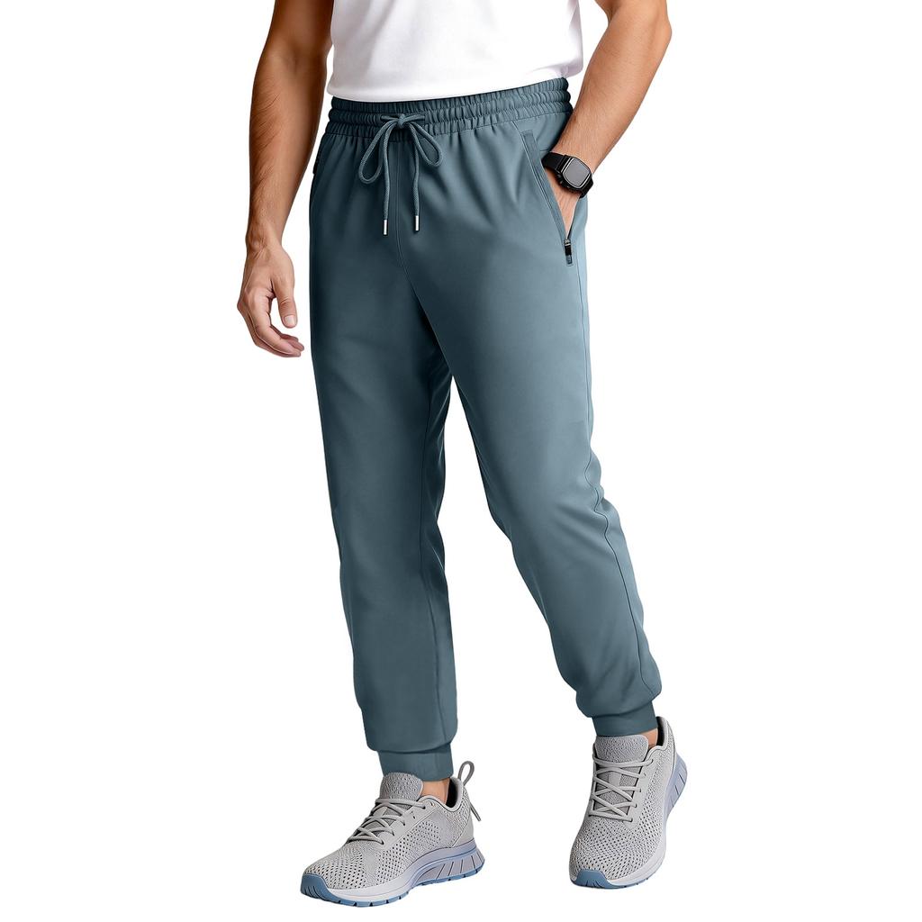 Men's Tapered Joggers With Zipper Pockets | Elastic Quick-Dry Athletic Pants For Workout & Running