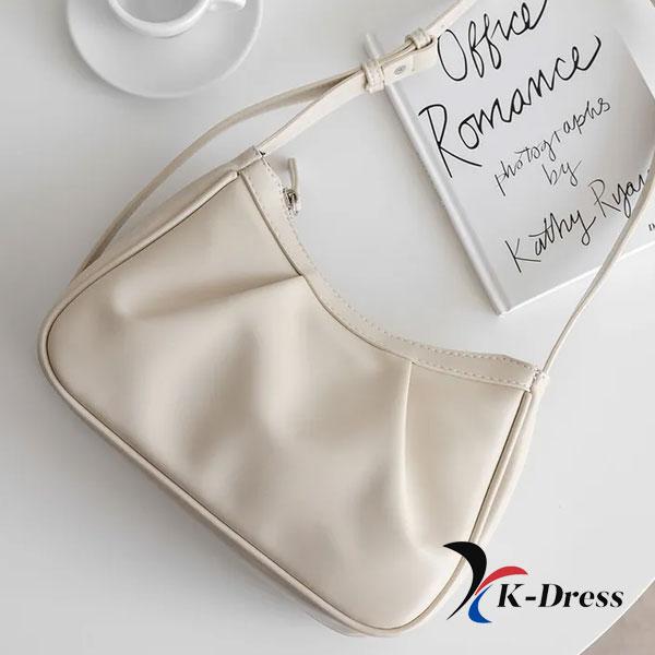 

Щоденна базова сумка через плече з гофрованими гофрами (2 кольори) 26x17x8cm слонова кістка