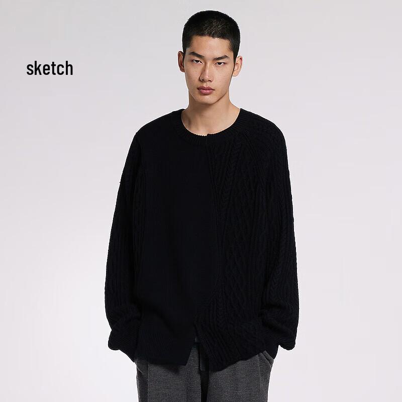 

Men s Loose Fit Color Block Round Neck Long Sleeve Sweater S