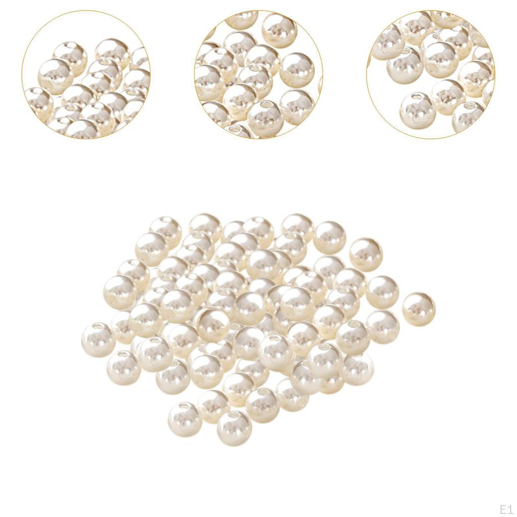 100Pcs Beads with Hole Loose Arts White Threading Spacer for Bangle Tiara Earring