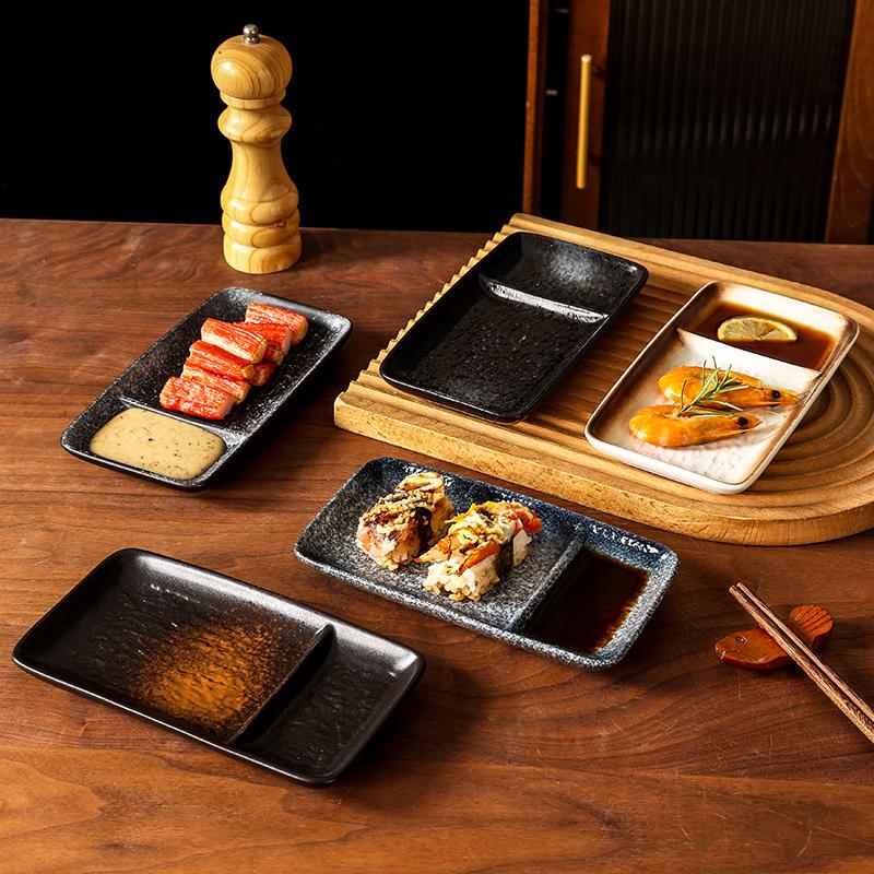 1PC Japanese Style Exquisite Plate Modern Sushi Tray Practical Ceramic Multi Compartment Plate