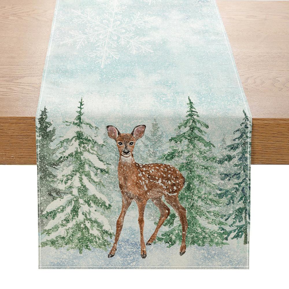 Christmas Printed Table Flag Linen Decorative Kitchen Table Small Tablecloth Festive Tablecloth