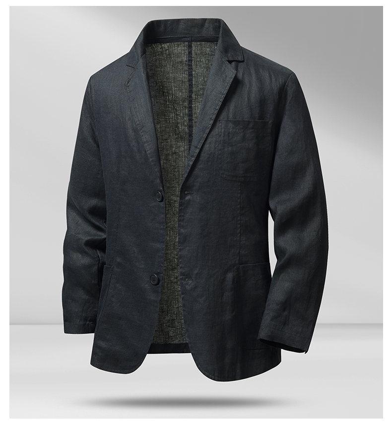 Men's Lightweight Linen Blazer - Light Blue, Breathable, Spring/Summer Casual Suit Jacket