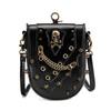 Steampunk Vintage Mini Square Crossbody Bag Women PU Leather Rivet Chain Detail Zip Phone Pocket