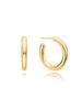 Gold Classic Tube Medium Hunger Hoop 925 Silver Earrings E072-11G.
