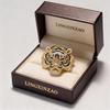 Luxus Vergoldete Kupfer Tigerkopf Brosche, Voll Besetzt mit Zirkonia Kristall Tier Anstecknadel für Herren Damen Anzug Accessoire