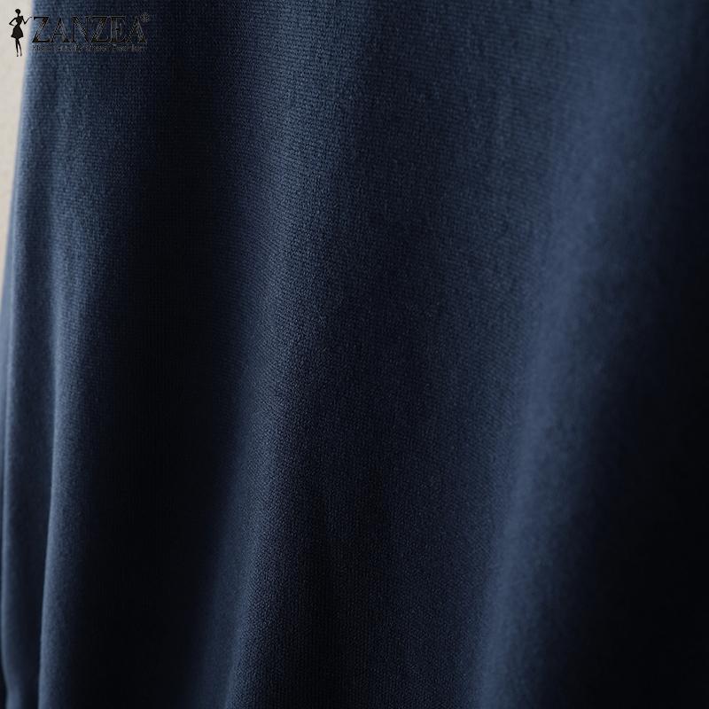 ZANZEA Womens Casual Pullover and Pants Loose Two Piece Suit Sets