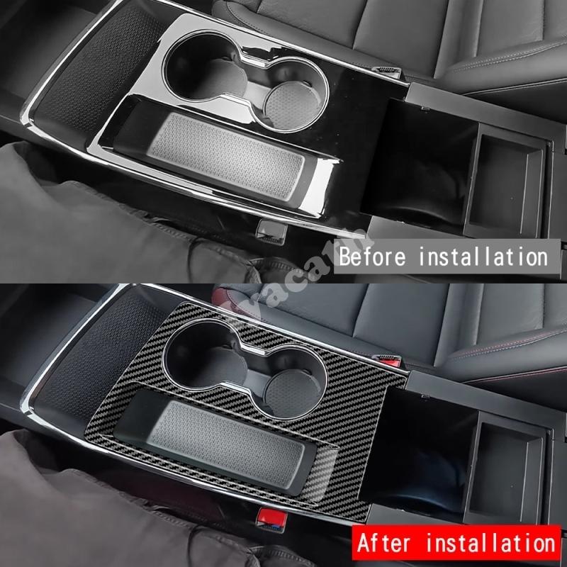 LHD For Chevrolet Equinox 2025 2026 ABS Carbonfiber Interior Accessories Center Control Gear Shift Panle Water Cup Holder Cover
