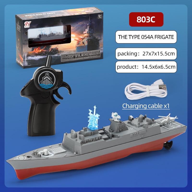 2.4G Rc Boat High-Speed Remote Control Ship Simulation Warship Model Mini Battleship Toys Children Model Toy for Boys Kids Gift