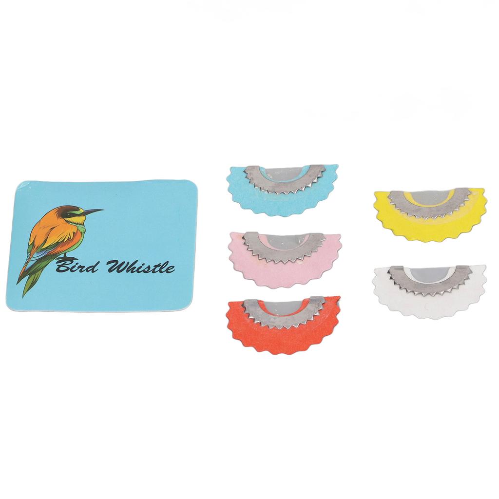 5pcs Bird Caller Tongue Whistle Portable Funny 5 Colors Trick Game Metal Tweeting Noisemaker Toys