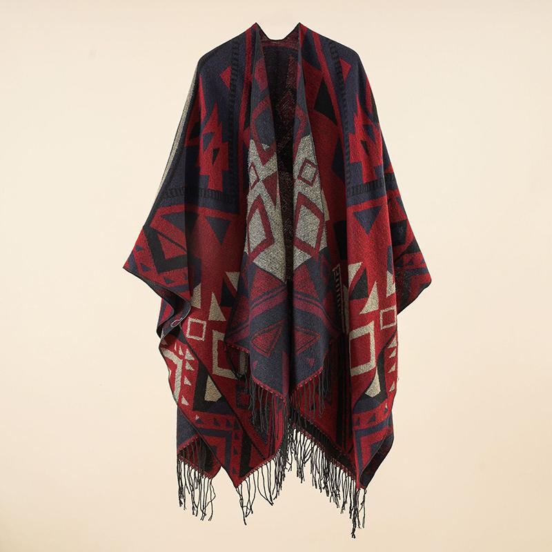 Echarpe Hiver Women Scarf Cardigan Boho Tassel Poncho Warm Chale Femme Capa Para Mujer Pashmina Wrap Blanket Shawl Autumn Winter